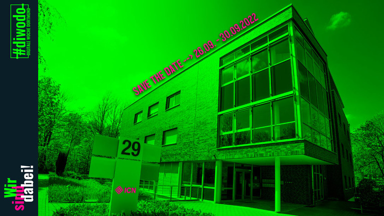Werbeanzeige Diwodo vom 26.09-30.09.2022 mit ICN Gebäude als Hintergrund 
