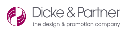 Logo von "Dicke & Partner" besteht aus einem magentafarbenen Kreis-Icon und dem dunkelgrauen Schriftzug